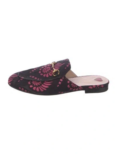Pre-owned Gucci Horsebit Accent Floral Print Mules In Multi