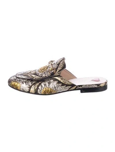 Pre-owned Gucci Horsebit Accent Floral Print Mules In Silver
