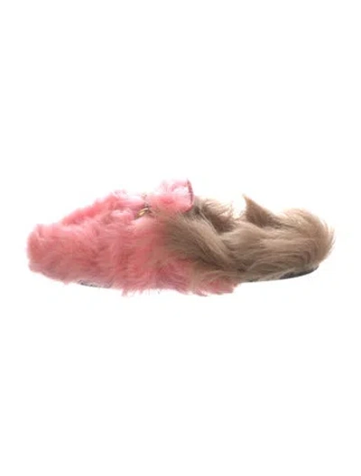 Pre-owned Gucci Horsebit Accent Fur Mules In Pink