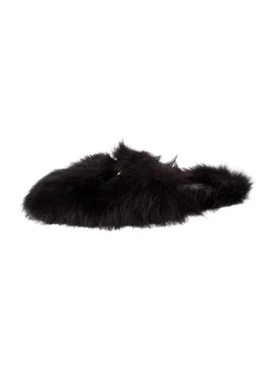 Pre-owned Gucci Horsebit Accent Fur Slippers In Black