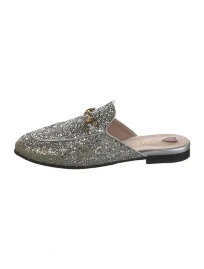 Pre-owned Gucci Horsebit Accent Glitter Mules