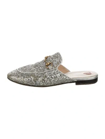 Pre-owned Gucci Horsebit Accent Glitter Mules