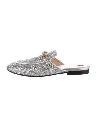 Pre-owned Gucci Horsebit Accent Glitter Mules