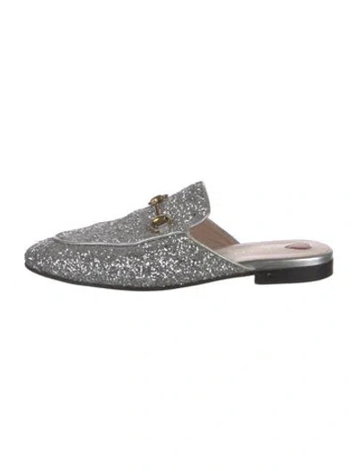 Pre-owned Gucci Horsebit Accent Glitter Mules