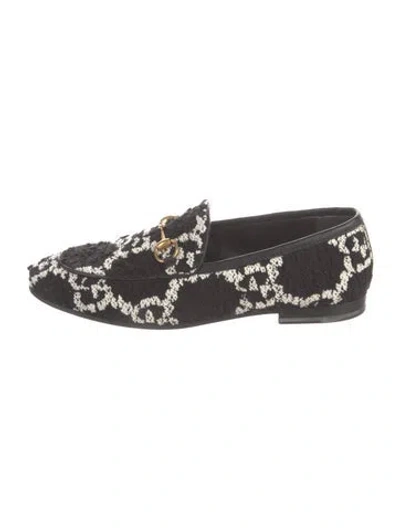 Pre-owned Gucci Horsebit Accent Graphic Print Loafers In Black