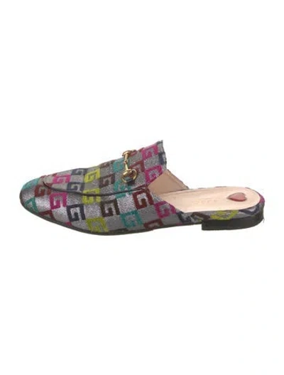Pre-owned Gucci Horsebit Accent Graphic Print Mules