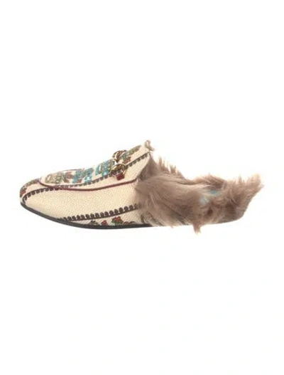 Pre-owned Gucci Horsebit Accent Graphic Print Mules In Neutrals