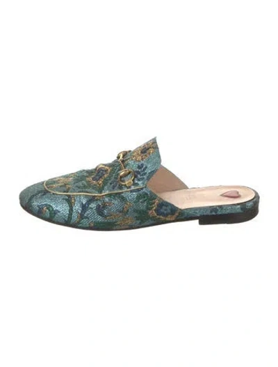 Pre-owned Gucci Horsebit Accent Jacquard Mules