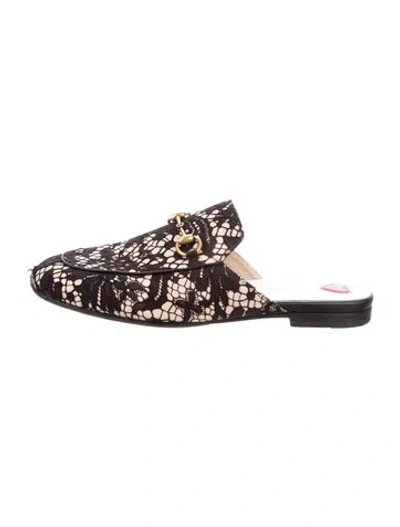Pre-owned Gucci Horsebit Accent Lace Mules In Neutral