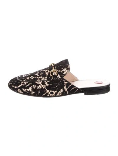 Pre-owned Gucci Horsebit Accent Lace Mules In Neutral