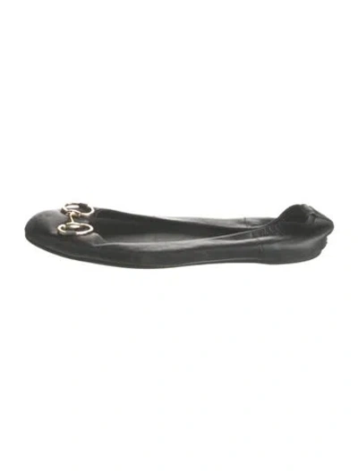 Pre-owned Gucci Horsebit Accent Leather Ballet Flats In Black