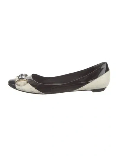 Pre-owned Gucci Horsebit Accent Leather Ballet Flats In Black
