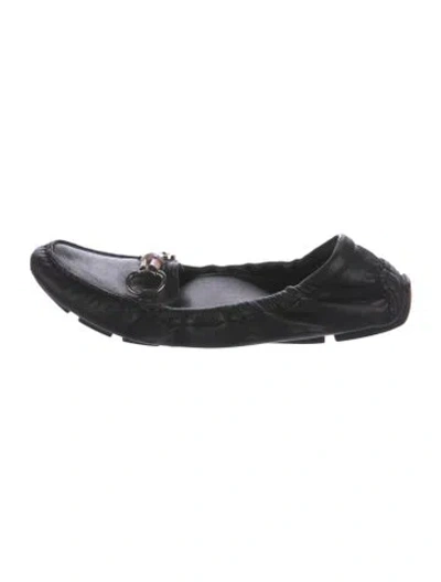 Pre-owned Gucci Horsebit Accent Leather Ballet Flats In Black