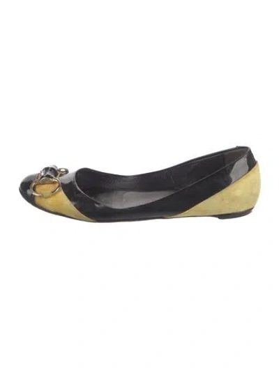 Pre-owned Gucci Horsebit Accent Leather Ballet Flats In Black