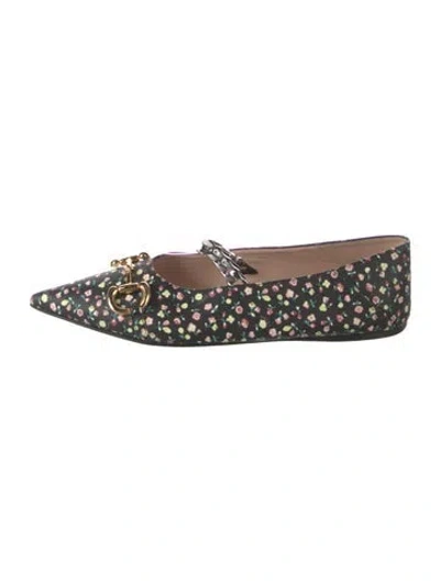 Pre-owned Gucci Horsebit Accent Leather Ballet Flats In Black