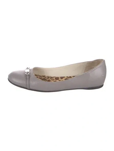 Pre-owned Gucci Horsebit Accent Leather Ballet Flats In Gray