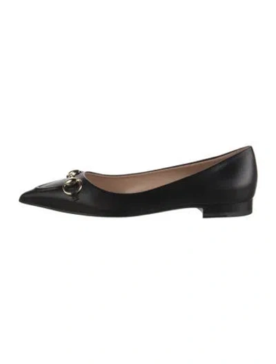 Pre-owned Gucci Horsebit Accent Leather Ballet Flats W/ Tags In Black