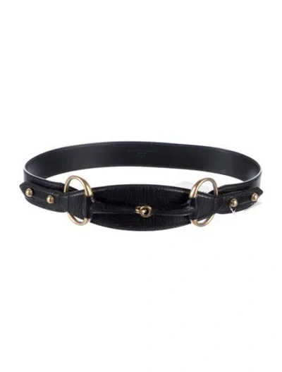 Pre-owned Gucci Horsebit Accent Leather Belt In Black