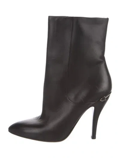 Pre-owned Gucci Horsebit Accent Leather Boots In Black