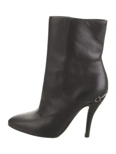 Pre-owned Gucci Horsebit Accent Leather Boots In Black