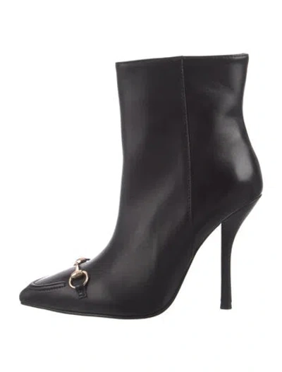Pre-owned Gucci Horsebit Accent Leather Boots In Black