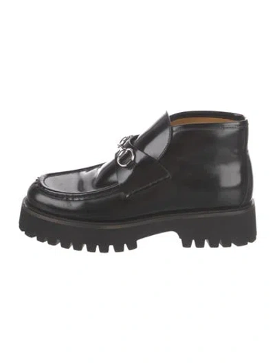 Pre-owned Gucci Horsebit Accent Leather Boots In Black