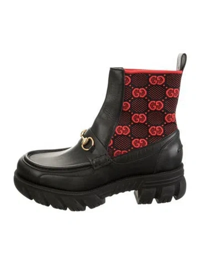 Pre-owned Gucci Horsebit Accent Leather Boots In Black