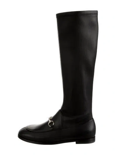 Pre-owned Gucci Horsebit Accent Leather Boots In Black
