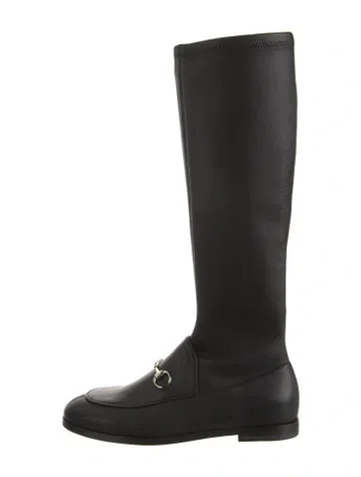 Pre-owned Gucci Horsebit Accent Leather Boots In Black