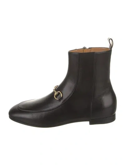 Pre-owned Gucci Horsebit Accent Leather Boots W/ Tags In Black