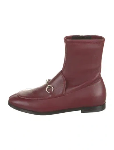 Pre-owned Gucci Horsebit Accent Leather Boots W/ Tags In Red