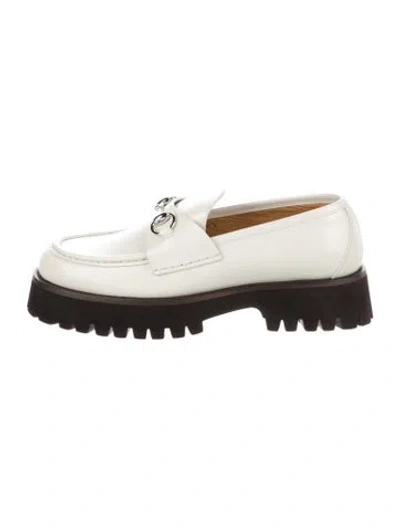 Pre-owned Gucci Horsebit Accent Leather Boots W/ Tags In White