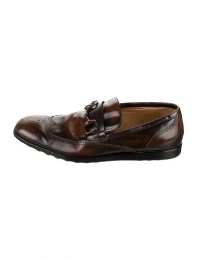 Pre-owned Gucci Horsebit Accent Leather Brogues In Brown
