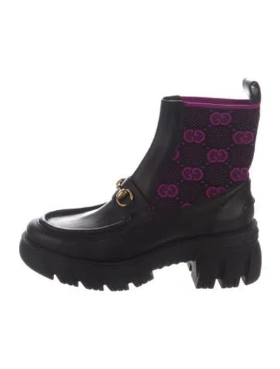 Pre-owned Gucci Horsebit Accent Leather Chelsea Boots In Black