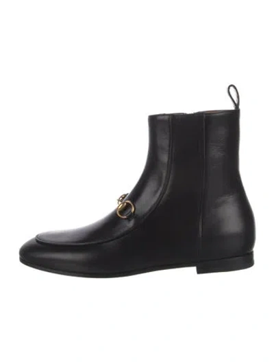 Pre-owned Gucci Horsebit Accent Leather Chelsea Boots In Black