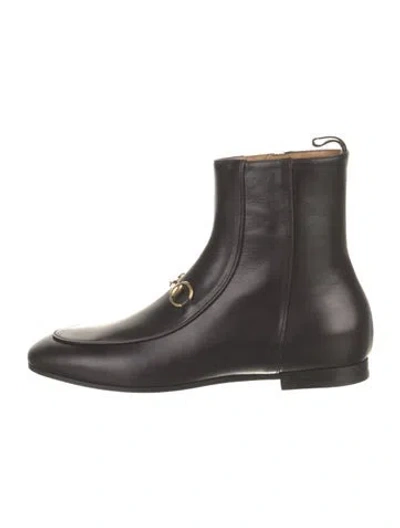 Pre-owned Gucci Horsebit Accent Leather Chelsea Boots W/ Tags In Black
