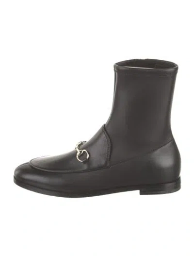 Pre-owned Gucci Horsebit Accent Leather Chelsea Boots W/ Tags In Black