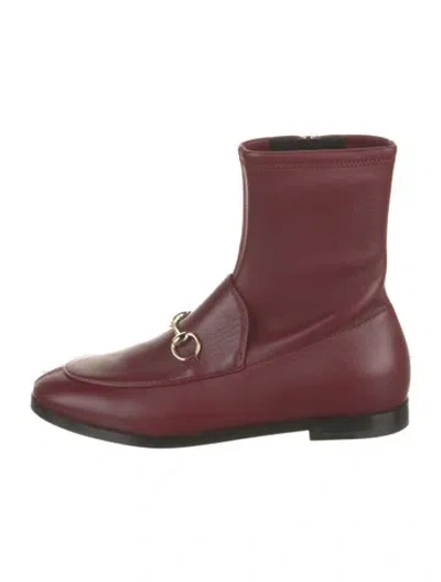 Pre-owned Gucci Horsebit Accent Leather Chelsea Boots W/ Tags In Red