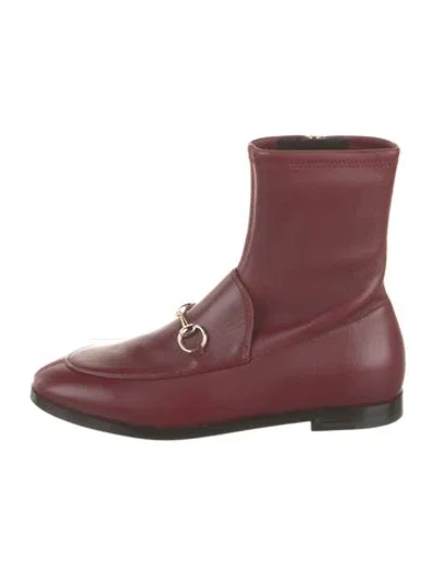 Pre-owned Gucci Horsebit Accent Leather Chelsea Boots W/ Tags In Red