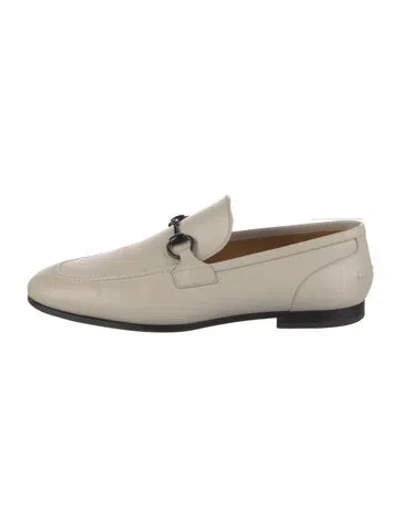 Pre-owned Gucci Horsebit Accent Leather Dress Loafers In Neutral