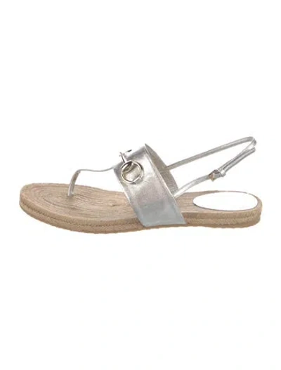 Pre-owned Gucci Horsebit Accent Leather Espadrilles