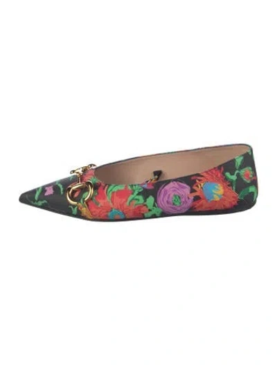 Pre-owned Gucci Horsebit Accent Leather Flats In Black