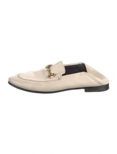 Pre-owned Gucci Horsebit Accent Leather Flats In Neutral