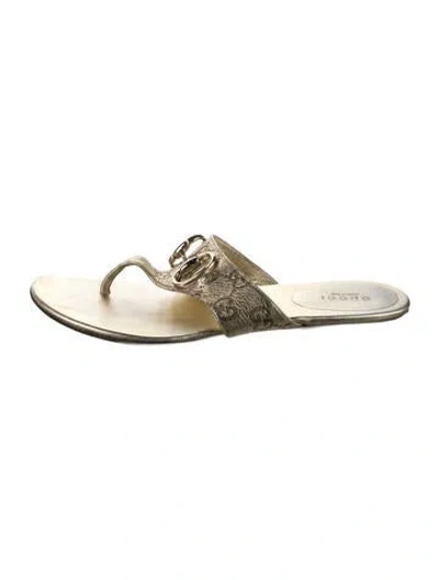 Pre-owned Gucci Horsebit Accent Leather Flip Flops
