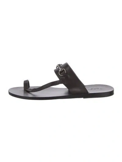 Pre-owned Gucci Horsebit Accent Leather Flip Flops In Brown