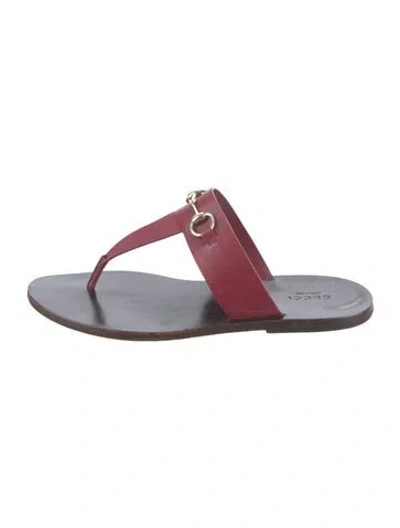Pre-owned Gucci Horsebit Accent Leather Flip Flops In Red