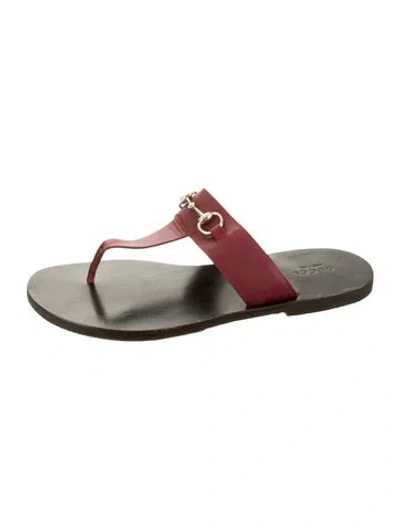 Pre-owned Gucci Horsebit Accent Leather Flip Flops In Red
