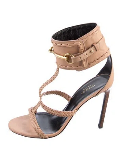 Pre-owned Gucci Horsebit Accent Leather Gladiator Sandals In Multi