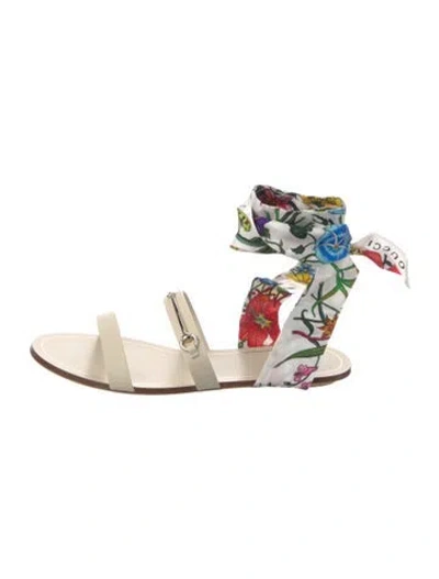 Pre-owned Gucci Horsebit Accent Leather Gladiator Sandals In Neutral