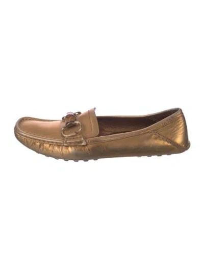 Pre-owned Gucci Horsebit Accent Leather Loafers